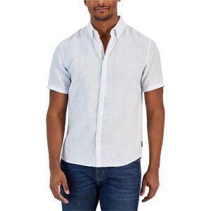 Michael Kors Mens Striped Linen Button Up Shirt, NWT